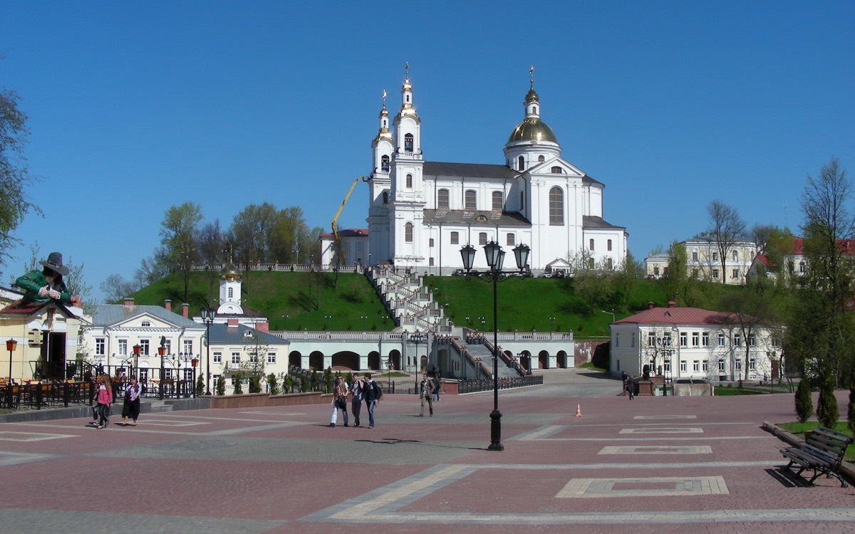 Vitebsk's Assumption Cathedral shining above the town square